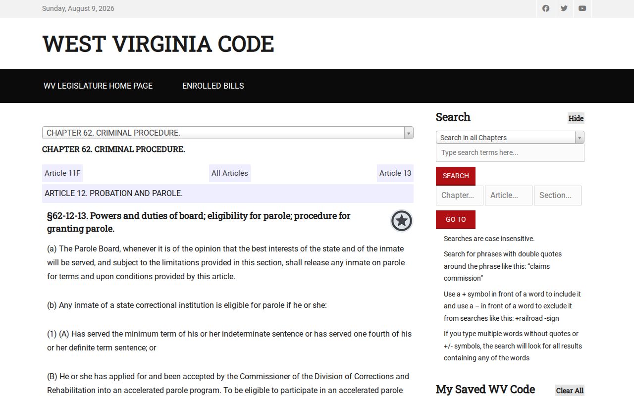 Wood County projected release date and parole eligibility statute
